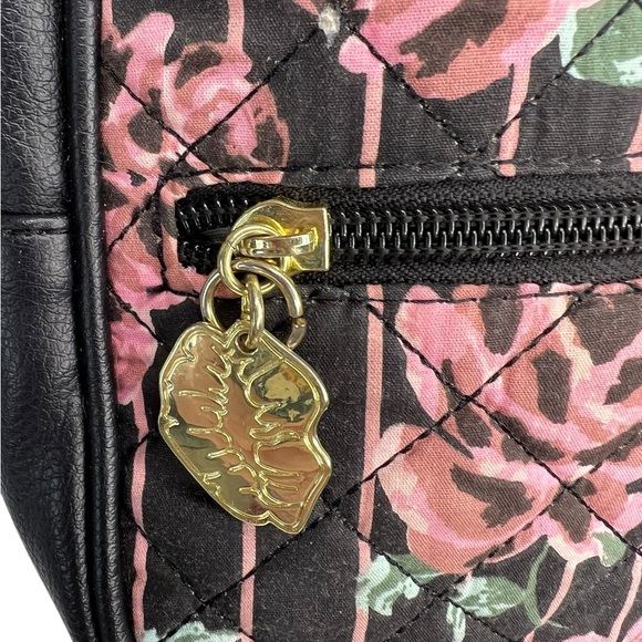 Luv Betsey Johnson Sadie Mini Sequin Black Rose Quilted Backpack - Picture 3 of 10